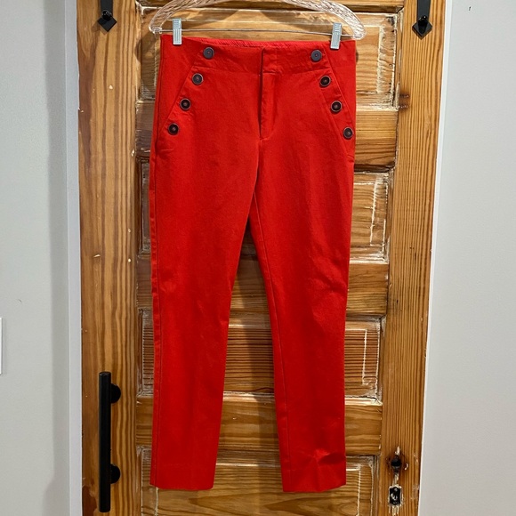 Anthropologie Essential Slim Pant, Red Size 8 - Picture 1 of 3